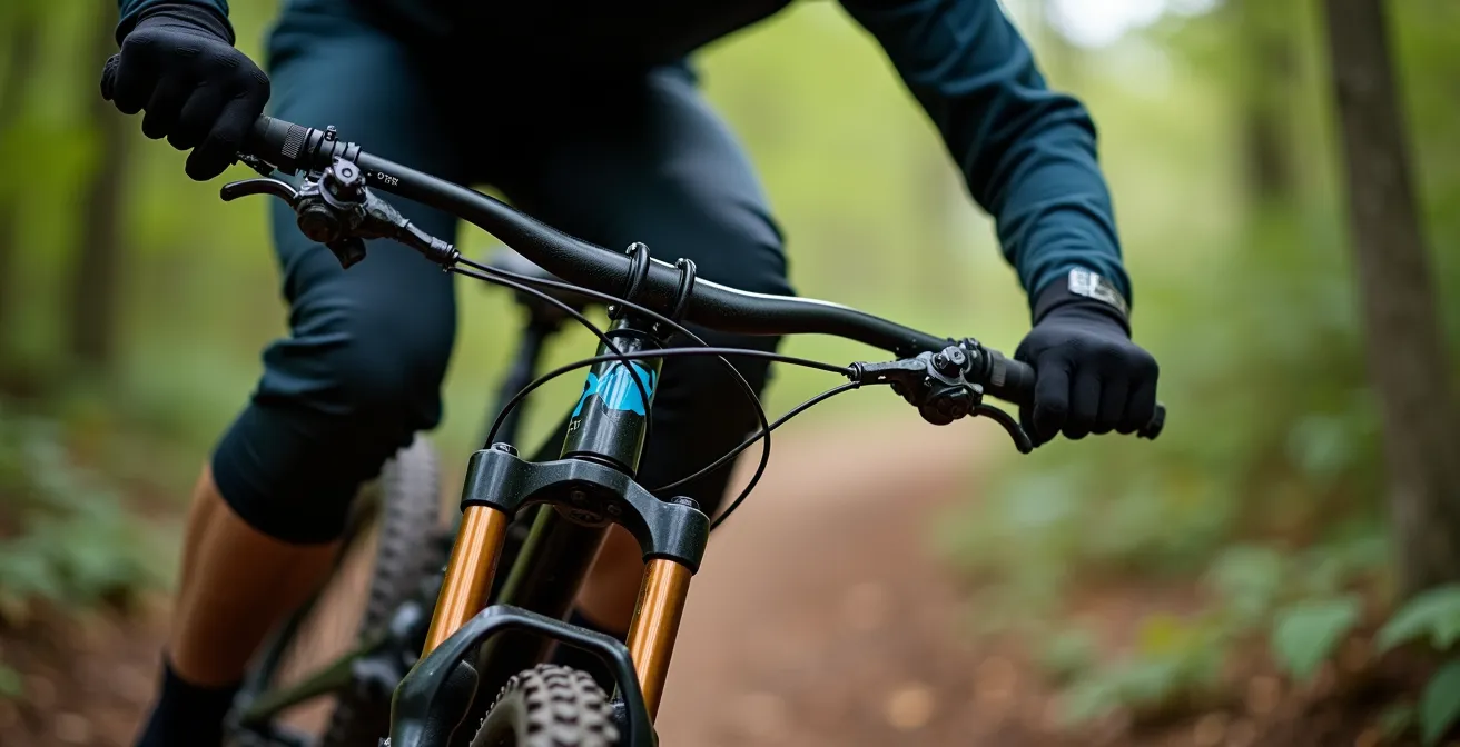 Seitliche Detailaufnahme der korrekten Körperhaltung bei Drop-Landung