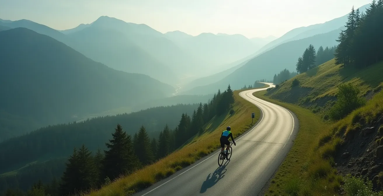 Interaktive Deutschland-Karte mit markierten Radstrecken und persönlichen Bestzeiten, die den Fortschritt eines Radfahrers durch den Schwarzwald visualisiert.