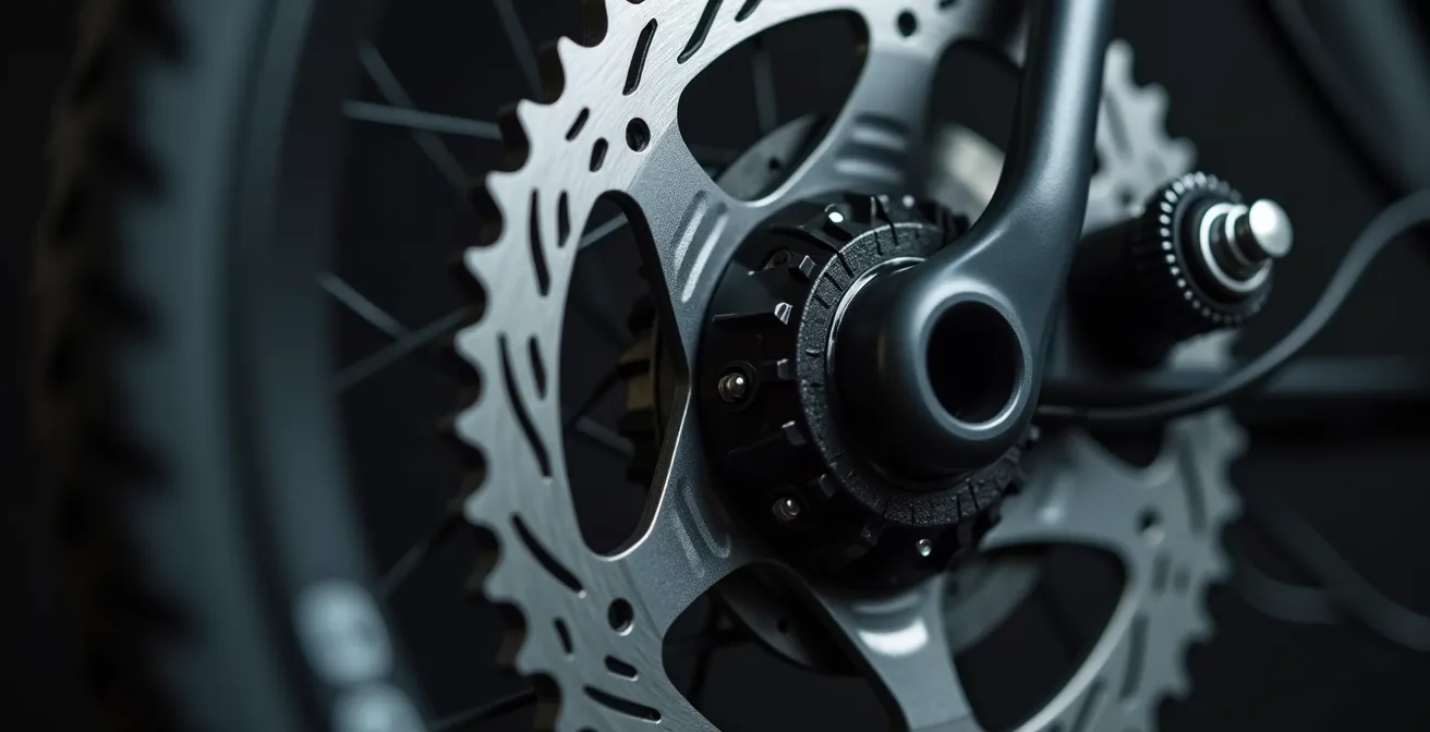 Makroaufnahme hochwertiger E-Bike-Komponenten im Detail