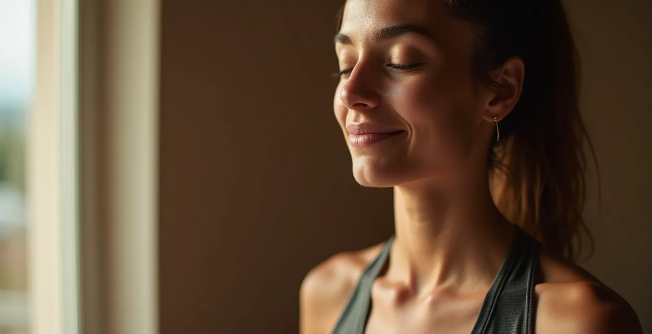 Nahaufnahme einer meditierenden Person mit einem Timer, der die drei Phasen einer 10-Minuten-Meditation zeigt