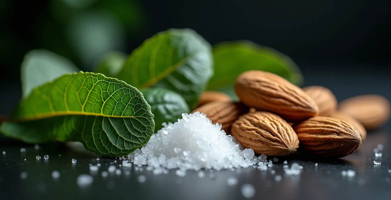 Makroaufnahme von Nahrungsergänzungsmitteln und natürlichen Vitamin-D-Quellen