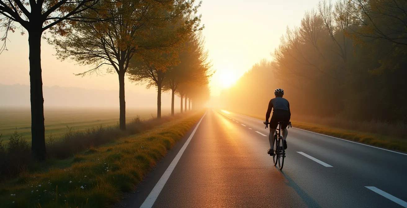 Dreiteilige Darstellung der progressiven Herausforderungssteigerung beim Radfahren