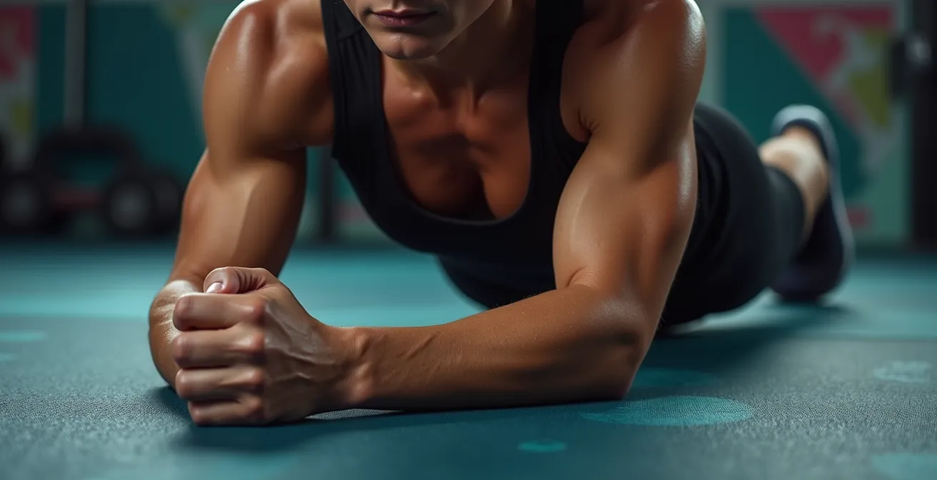 Radfahrer demonstriert Plank-Position zur Überprüfung der Core-Stabilität